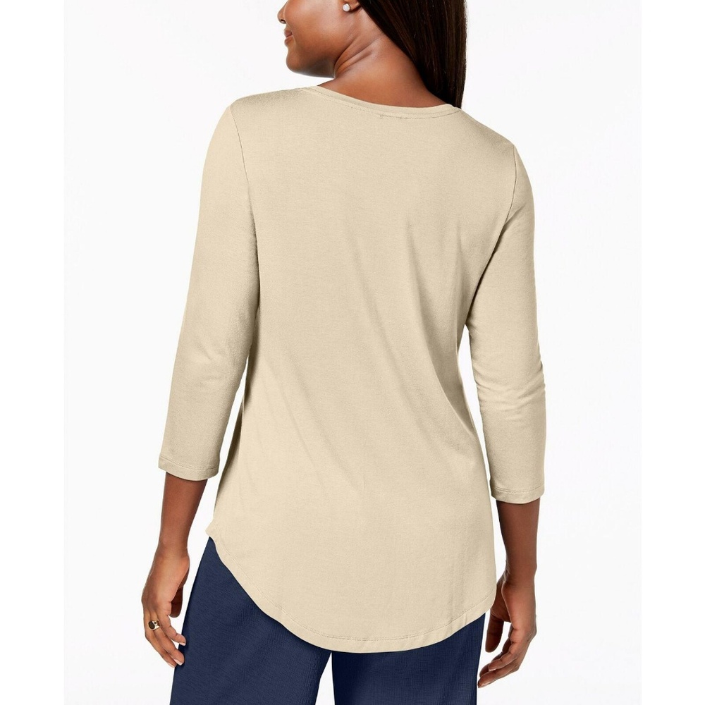 NWT JM Collection Scoop Neck Top Large Beige - Picture 2 of 3